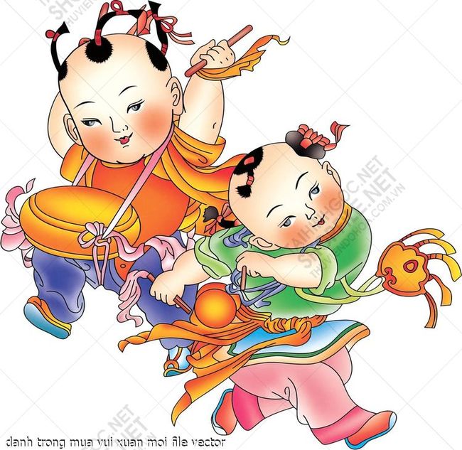 danh trong mua vui xuan moi file vector